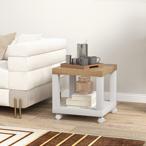 Homcom Mesa Auxiliar Bicolor 40 x 40 x 40 cm 1