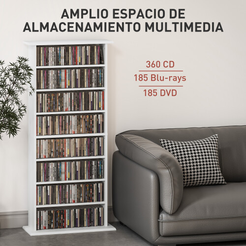 Homcom Estantería para CD Blanco 58 x 24 x 126.3 cm 1