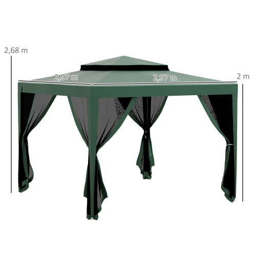 Outsunny Carpa de Jardín Verde 297 x 297 x 268 cm 1