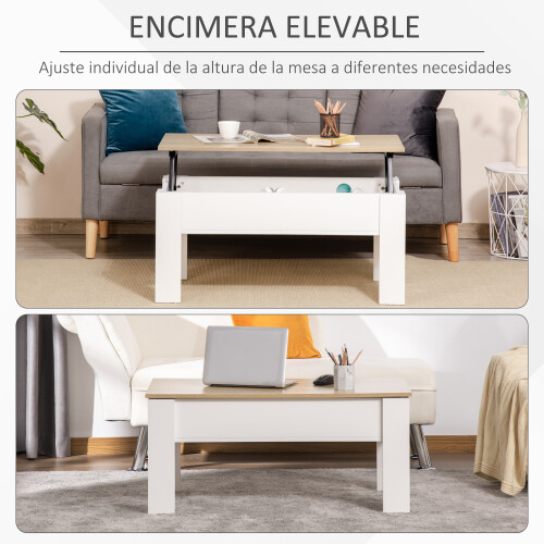 Homcom Mesa Centro Elevable Bicolor 100 x 50 x 58.5 cm 2