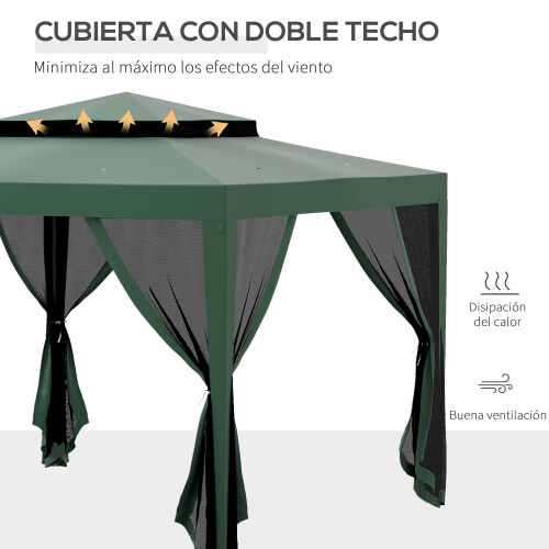 Outsunny Carpa de Jardín Verde 297 x 297 x 268 cm 2