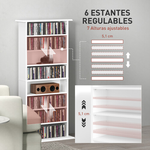 Homcom Estantería para CD Blanco 58 x 24 x 126.3 cm 2
