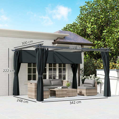 Outsunny Pérgola Gris 390 x 300 x 222 cm 2