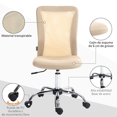 Vinsetto Silla de Oficina Beige 43 x 58 x 100 cm 1