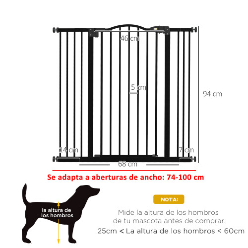 PawHut Barrera para Perro Negro 100 x 3.5 x 94 cm 2
