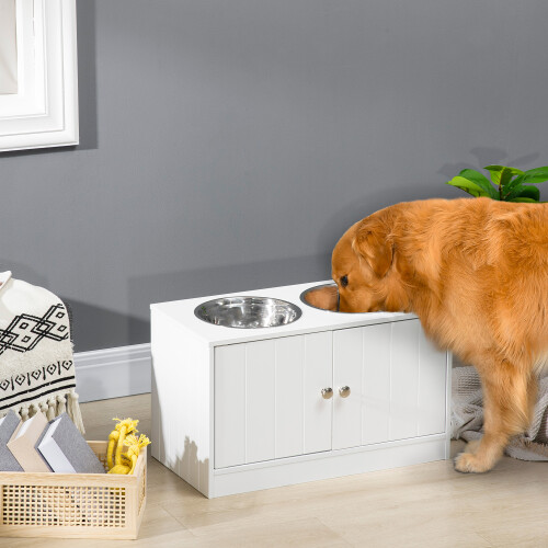 PawHut Comedero para Perro Blanco 60 x 30 x 35.5 cm 1