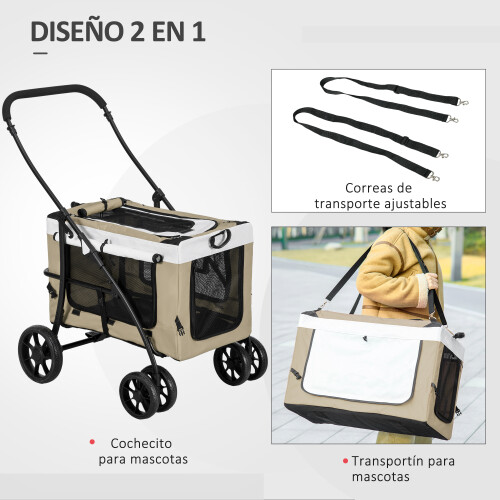 PawHut Carrito para Perro Marrón 81 x 58 x 97.5 cm 2