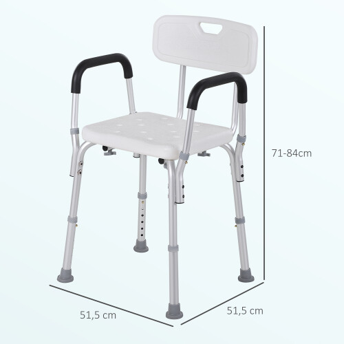 Homcom Silla para Ducha Blanco 51.5 x 51.5 x 84 cm 1