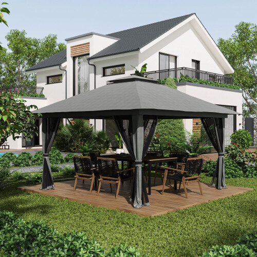 Outsunny Carpa Plegable Gris 392 x 392 x 283 cm 1