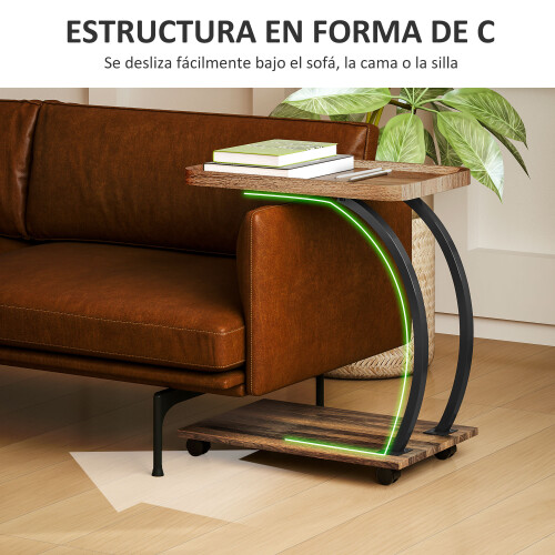 Homcom Mesa Auxiliar Marrón 52 x 34 x 60 cm 2