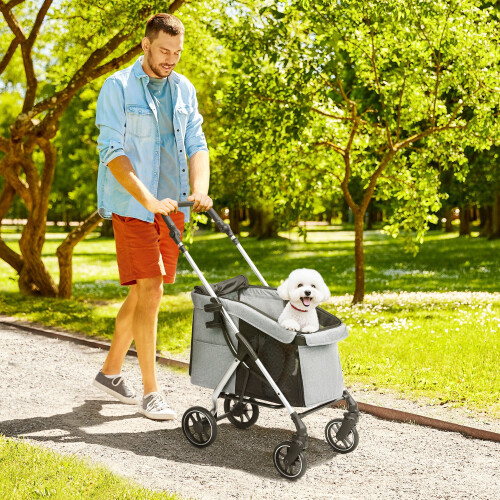 PawHut Cochecito para Perro Gris 80 x 48.5 x 106 cm 1