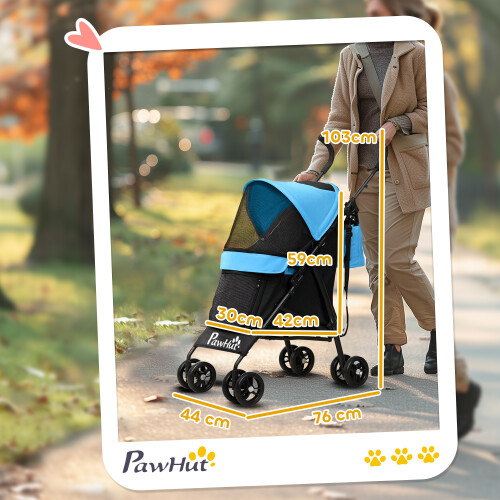 PawHut Cochecito para Perro Azul 76 x 44 x 103 cm 2