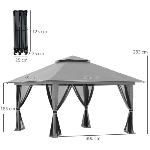 Outsunny Carpa Plegable Gris 392 x 392 x 283 cm 2