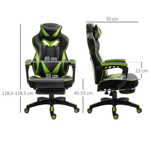 Vinsetto Silla para Gaming Verde 65 x 70 x 128.5 cm 2