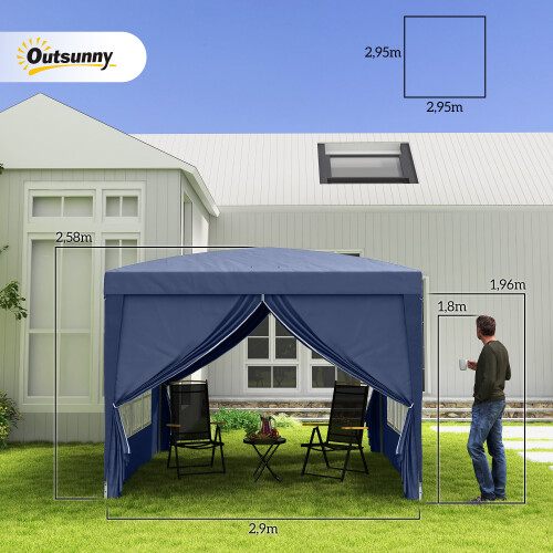 Outsunny Carpa Plegable Azul 295 x 295 x 258 cm 2