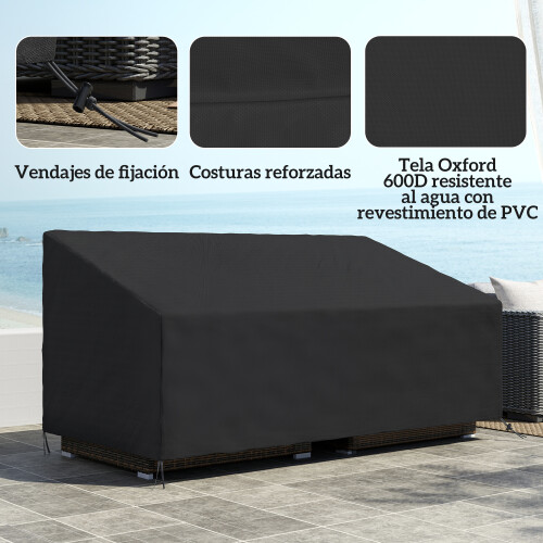 Outsunny Funda para Mueble Negro 218 x 111 x 101 cm 2
