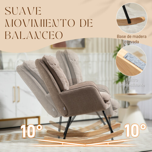 Homcom Silla Mecedora Marrón 71 x 98.5 x 97 cm 2