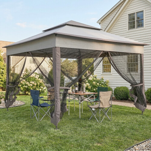 Outsunny Carpa Plegable Gris 325 x 325 x 270 cm 1