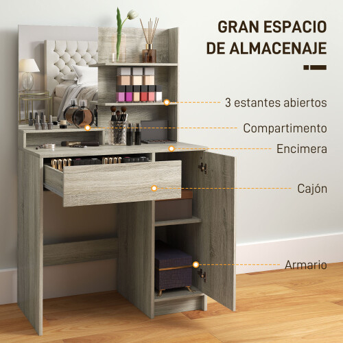 Homcom Tocador de Maquillaje Marrón 80 x 40 x 132 cm 1