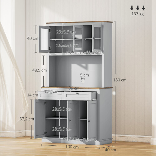 Homcom Alacena de Cocina Gris 100 x 40 x 180 cm 2