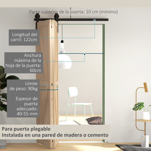 Homcom Herraje para Puerta Negro 122 x 0.5 x 4 cm 1