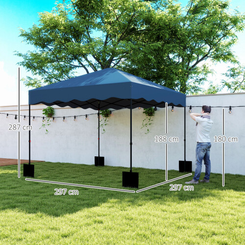 Outsunny Carpa Plegable Azul 297 x 297 x 287 cm 2