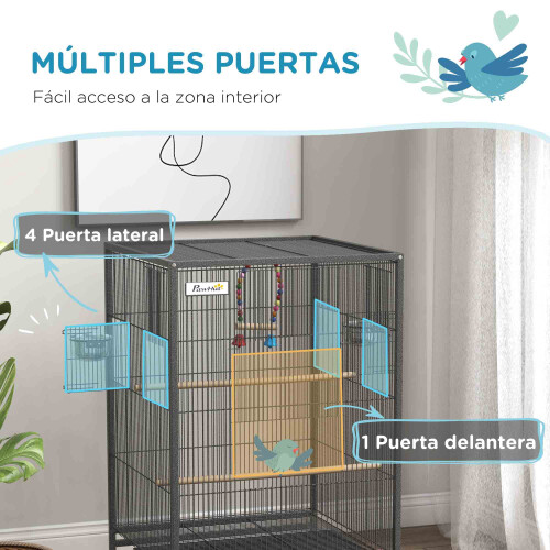 PawHut Jaula para Pájaro Gris 48 x 46 x 78 cm 1