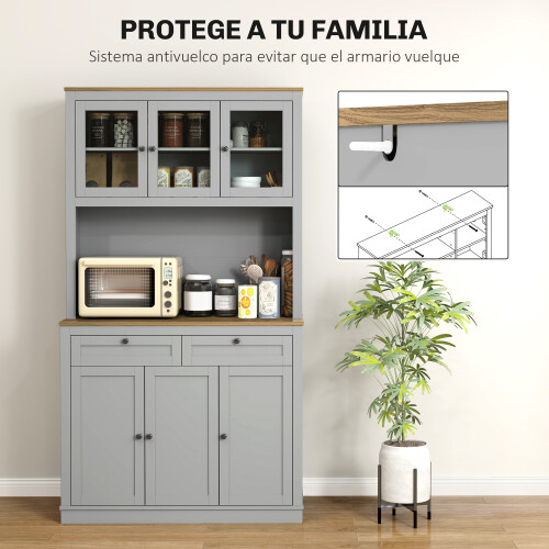 Homcom Alacena de Cocina Gris 100 x 40 x 180 cm 1