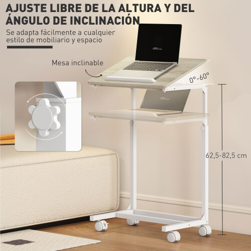 Homcom Mesa Auxiliar Marrón 55 x 36 x 82.5 cm 1