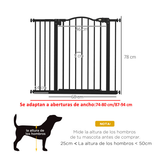 PawHut Barrera de Seguridad Negro 94 x 3.5 x 78 cm 2