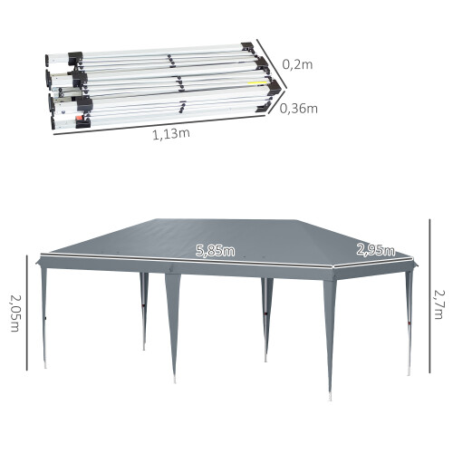 Outsunny Carpa Plegable Gris 585 x 295 x 270 cm 2