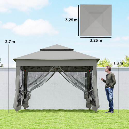 Outsunny Carpa Plegable Gris 325 x 325 x 270 cm 2