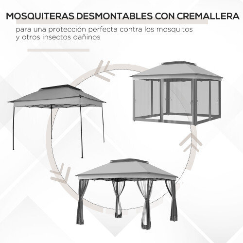 Outsunny Carpa Plegable Gris 325 x 325 x 270 cm 1
