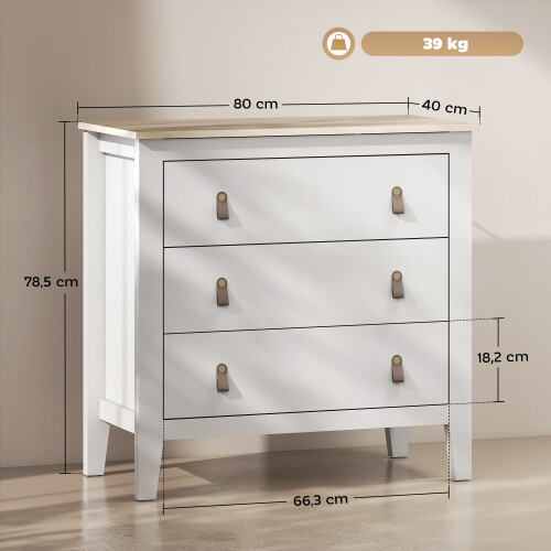 Homcom Cómoda para Dormitorio Blanco 80 x 40 x 78.5 cm 2