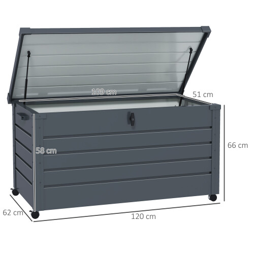 Outsunny Baúl de Exterior Gris 120 x 62 x 66 cm 2