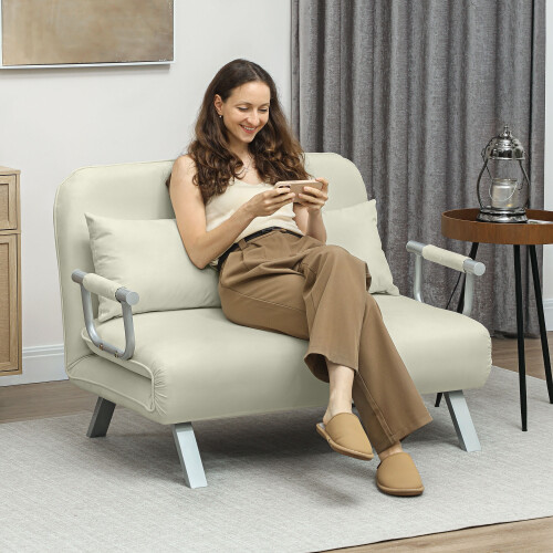 Homcom Sofá Cama Doble Beige 111 x 80 x 78 cm 1