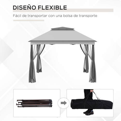 Outsunny Carpa Plegable Gris 325 x 325 x 270 cm 2