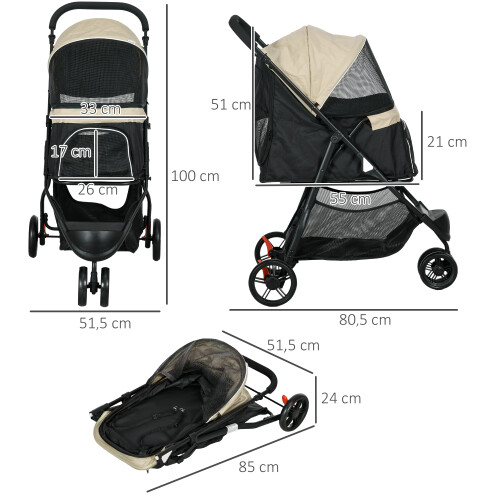 PawHut Cochecito para Perro Verde 80.5 x 51.5 x 100 cm 2