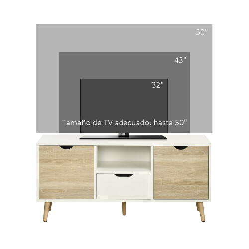 Homcom Mueble de TV Blanco 110 x 40 x 50 cm 1