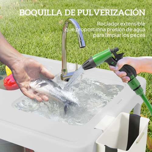 Outsunny Mesa Plegable Camping Blanco 108 x 58 x 92 cm 2