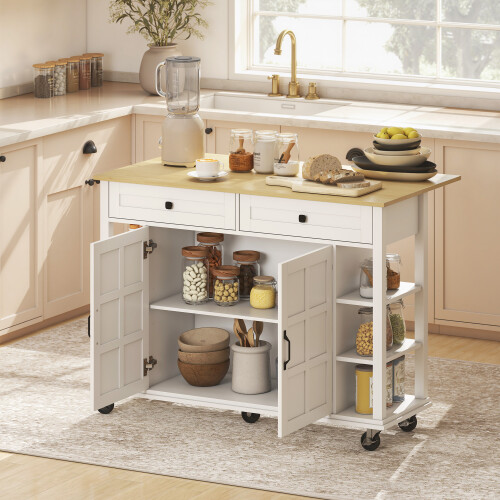 Homcom Isla de Cocina Blanco 120 x 65 x 89 cm 1