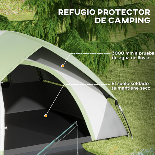 Outsunny Tienda de Campaña Verde 210 x 150 x 110 cm 1