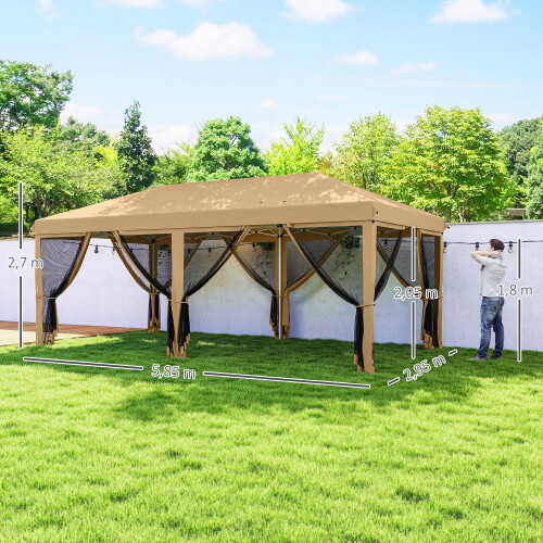 Outsunny Carpa Plegable beige 585 x 295 x 270 cm 2