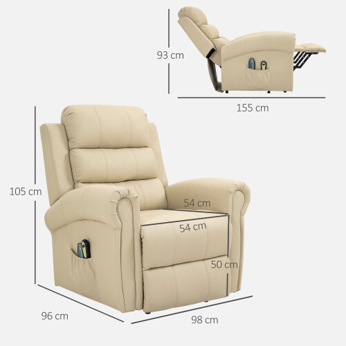 Homcom Sillón Elevador Beige 98 x 96 x 105 cm 2