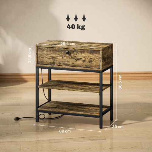 Homcom Mesa Auxiliar Marrón 60 x 30 x 66.5 cm 2