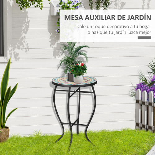 Outsunny Mesa de Jardín Azul 35.5 x 35.5 x 53.5 cm 1