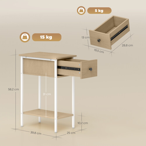 Homcom Mesa Auxiliar Marrón 25 x 39.8 x 58.2 cm 2