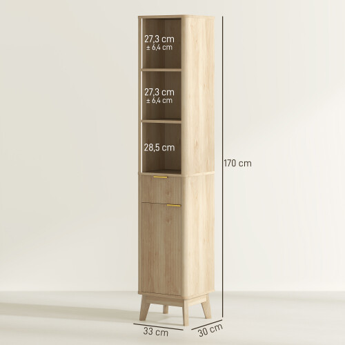 Homcom Columna de Baño Marrón 33 x 30 x 170 cm 2