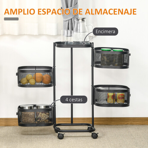 Homcom Carrito de cocina Negro 33 x 33 x 77 cm 2