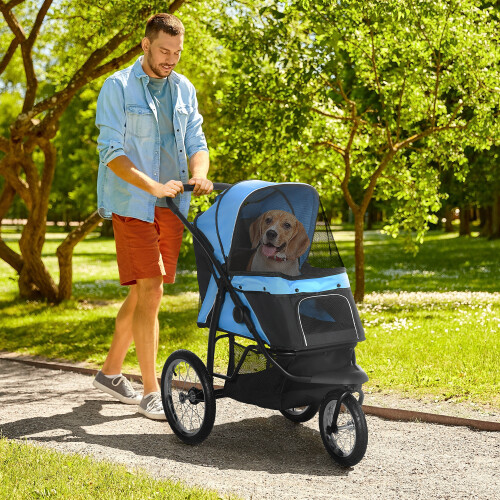 PawHut Cochecito para Perro Azul 111 x 58 x 107 cm 1